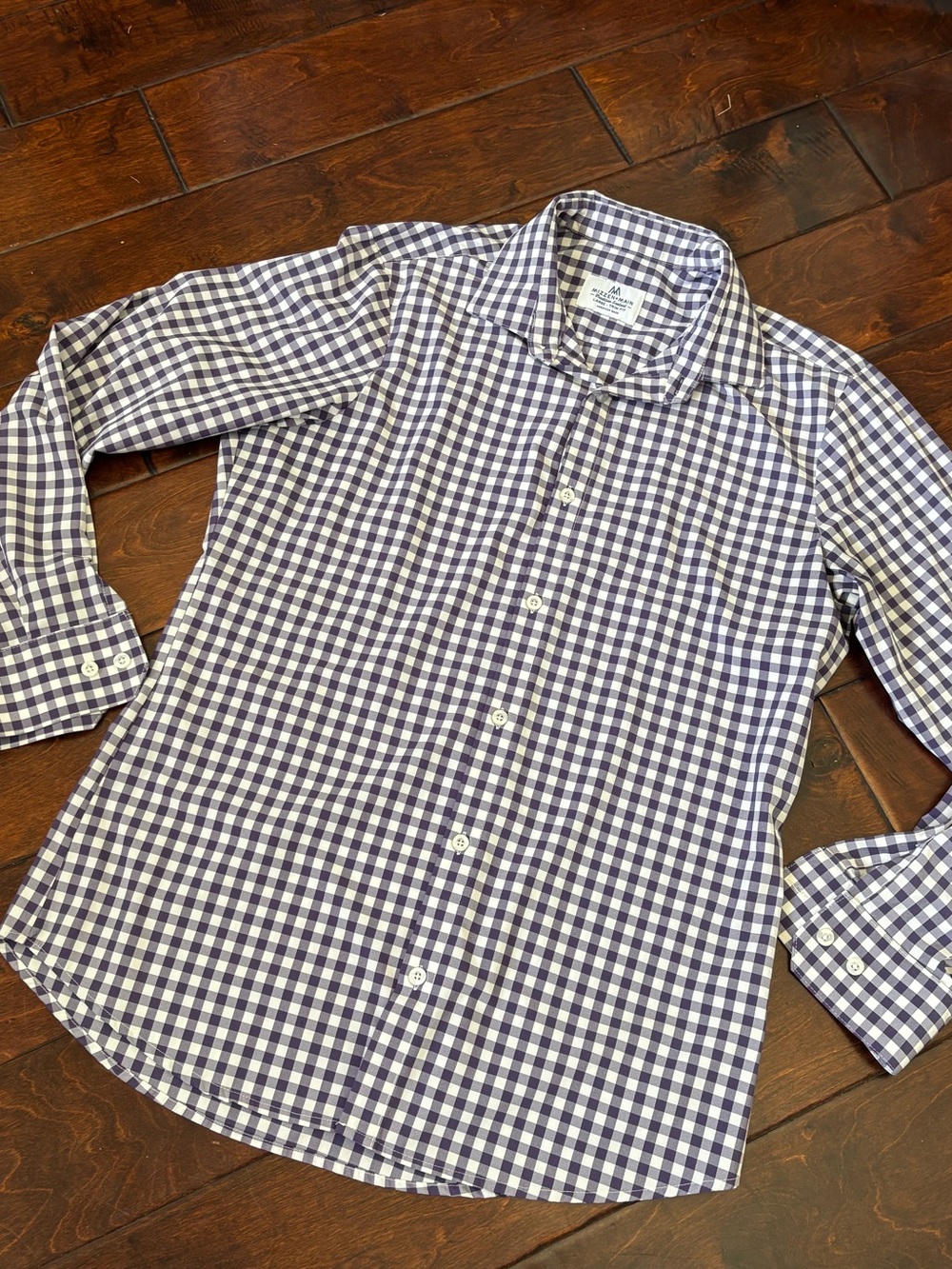 Mizzen+Main Purple Gingham Button-Down Shirt